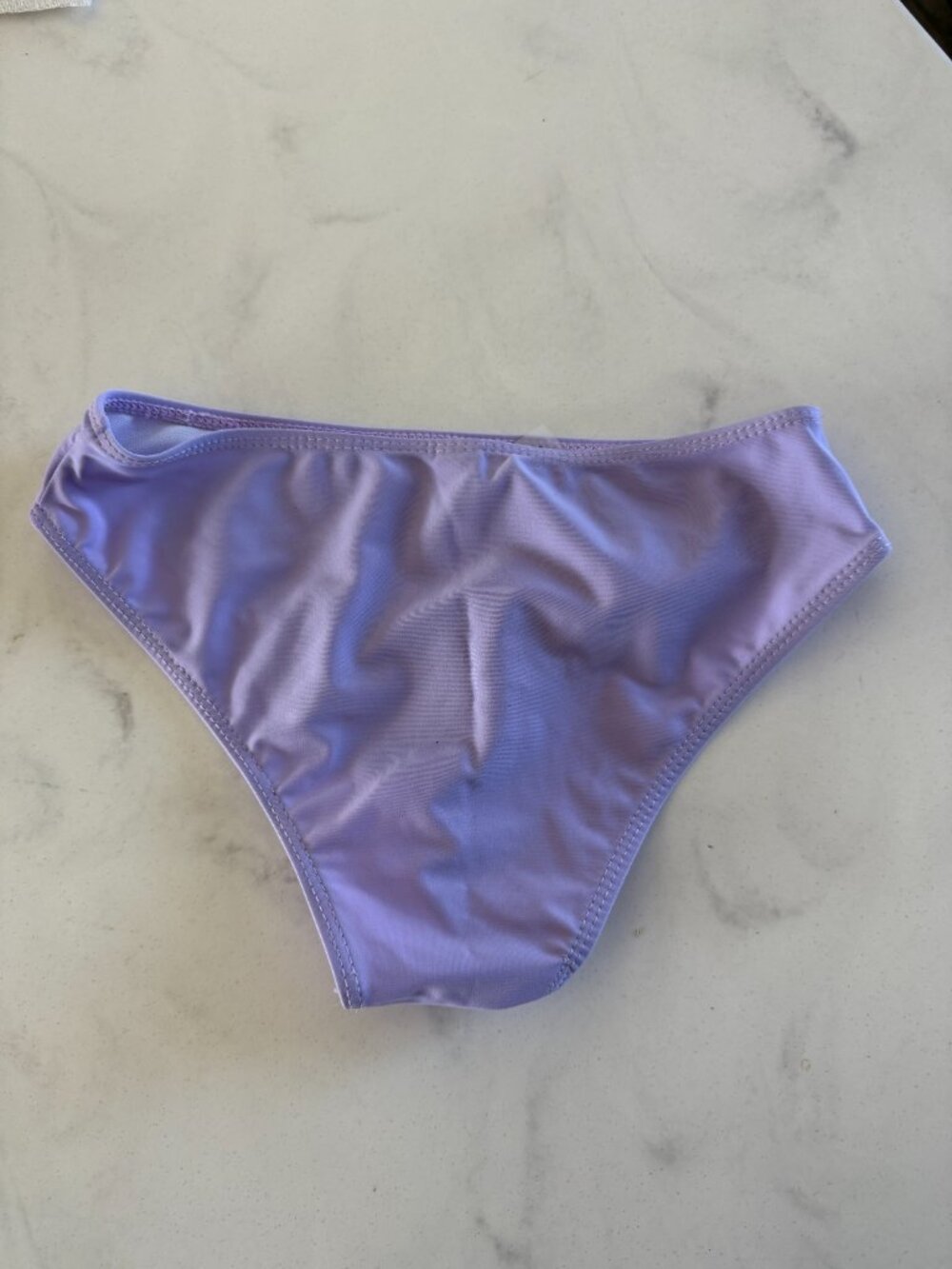 Bundle of 2 Women's Bikini Bottoms - Tropical Floral Print + Solid Lavender - M - Picture 8 of 10